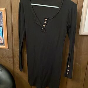 Black Long Sleeve Dress With Buttons